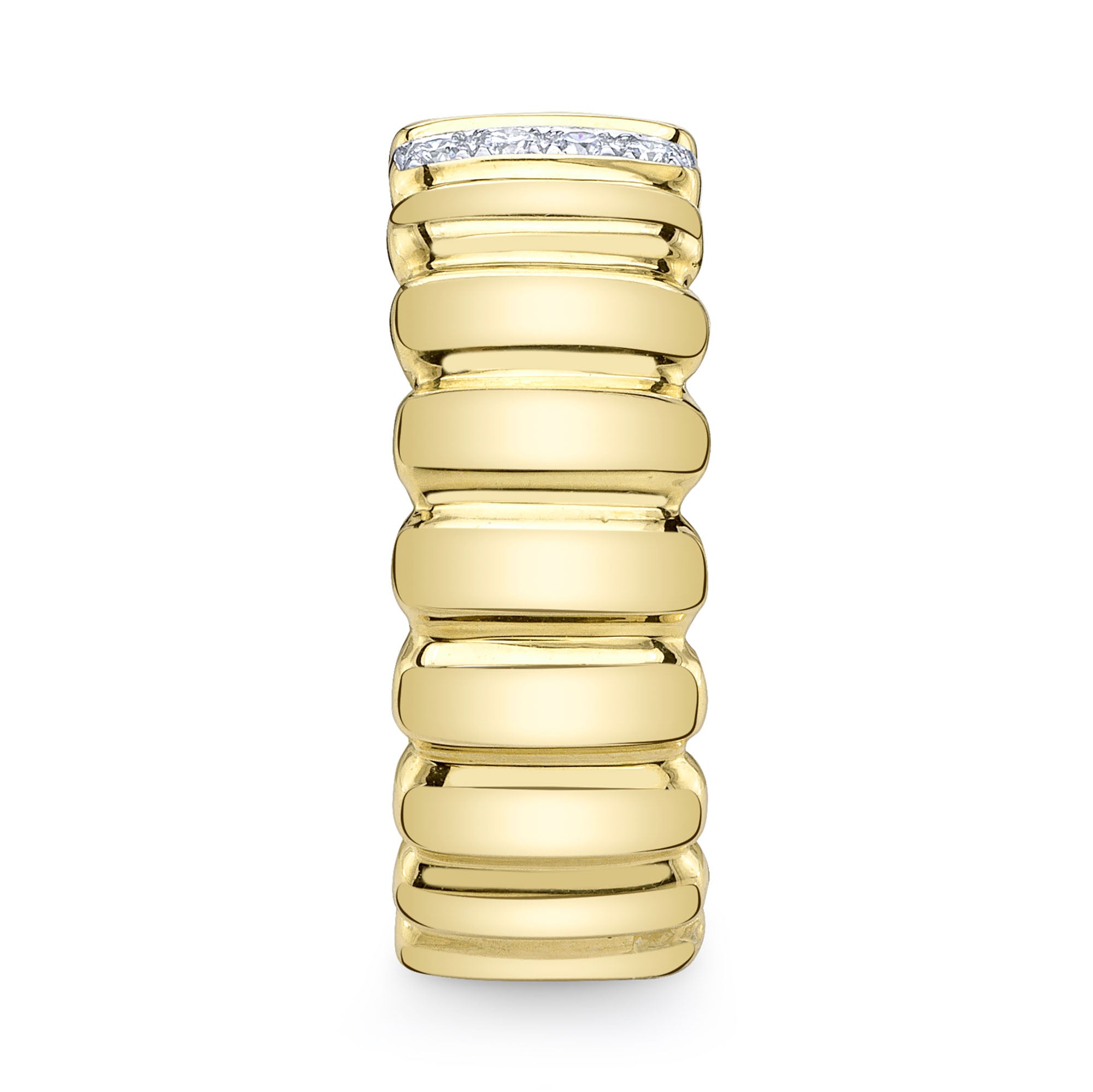 0.07CT 14K Y/G DIAMOND RIBBED RING