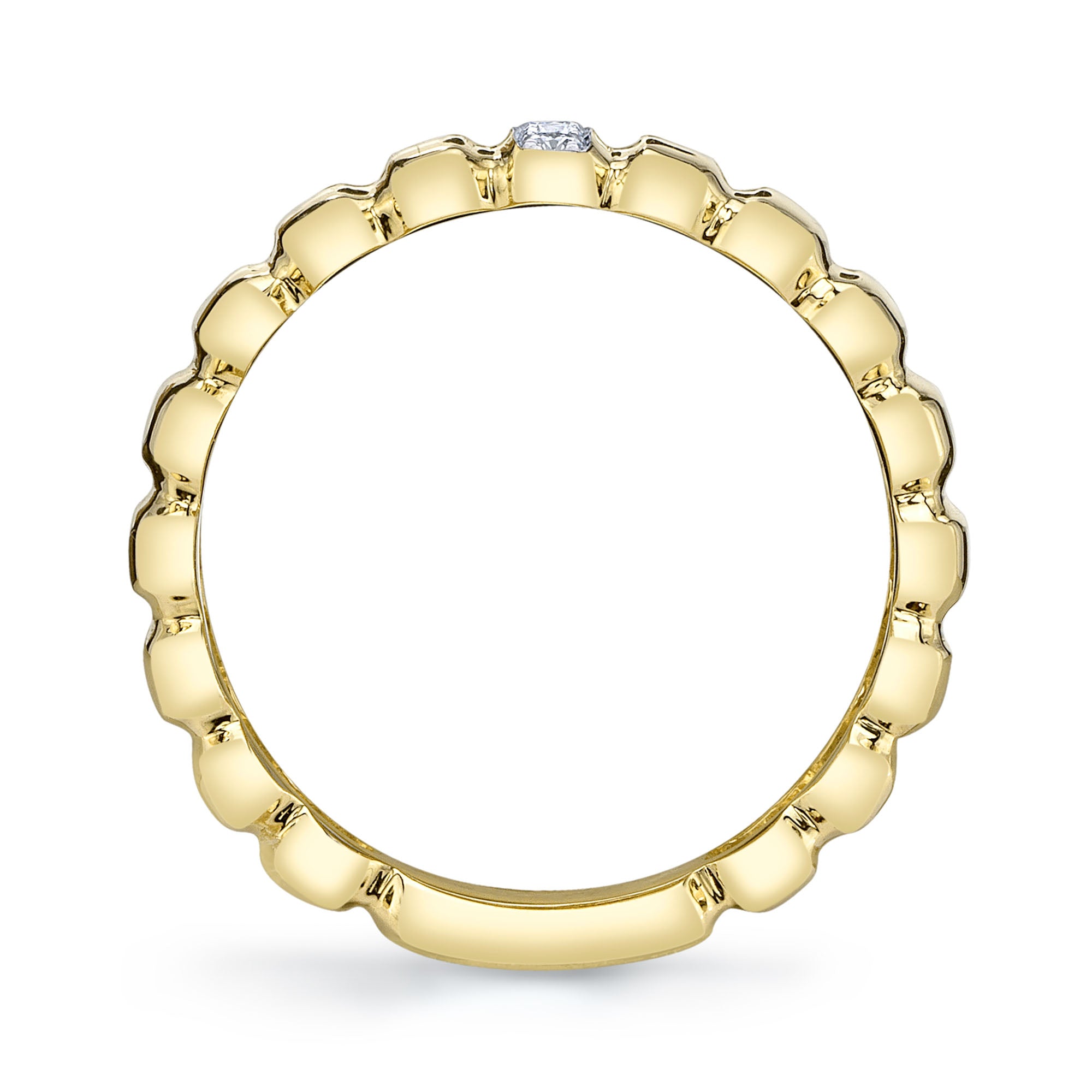 0.07CT 14K Y/G DIAMOND RIBBED RING