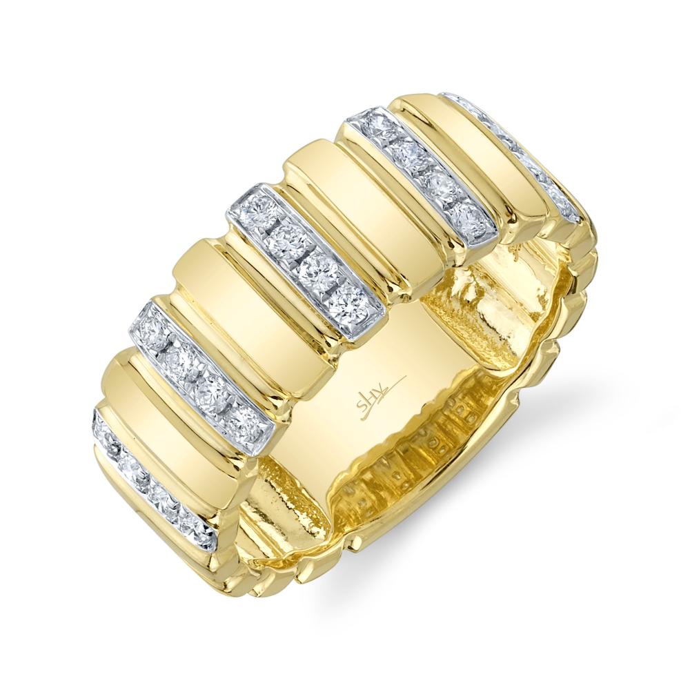 0.32CT 14K Y/G DIAMOND RIBBED RING SZ 8