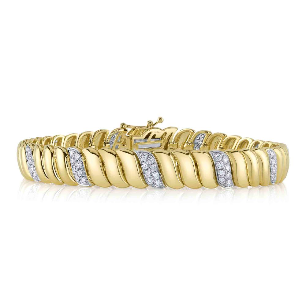 1.48CT 14K Y/G DIAMOND RIBBED BRACELET
