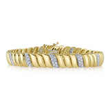 1.48CT 14K Y/G DIAMOND RIBBED BRACELET