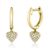 0.09CT 14K Y/G DIAMOND PAVE HEART HUGGIE EARRING