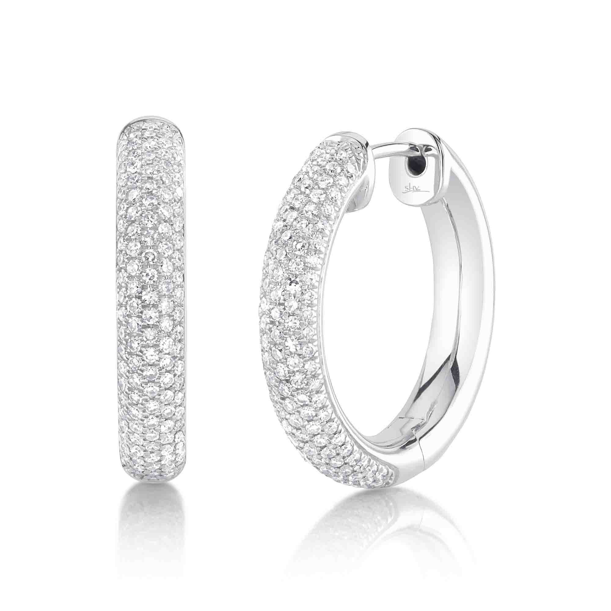 0.61CT 14K W/G DIAMOND PAVE HOOP EARRING