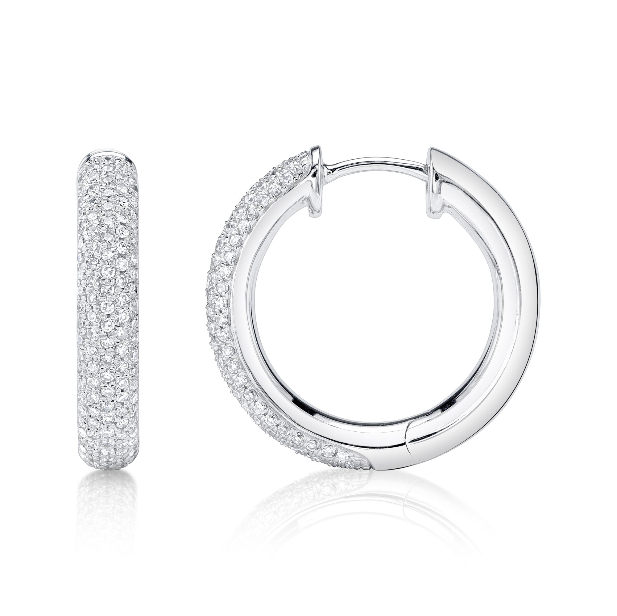0.61CT 14K W/G DIAMOND PAVE HOOP EARRING