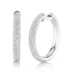 0.77CT 14K W/G DIAMOND PAVE HOOP EARRING