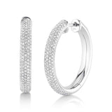 0.77CT 14K W/G DIAMOND PAVE HOOP EARRING