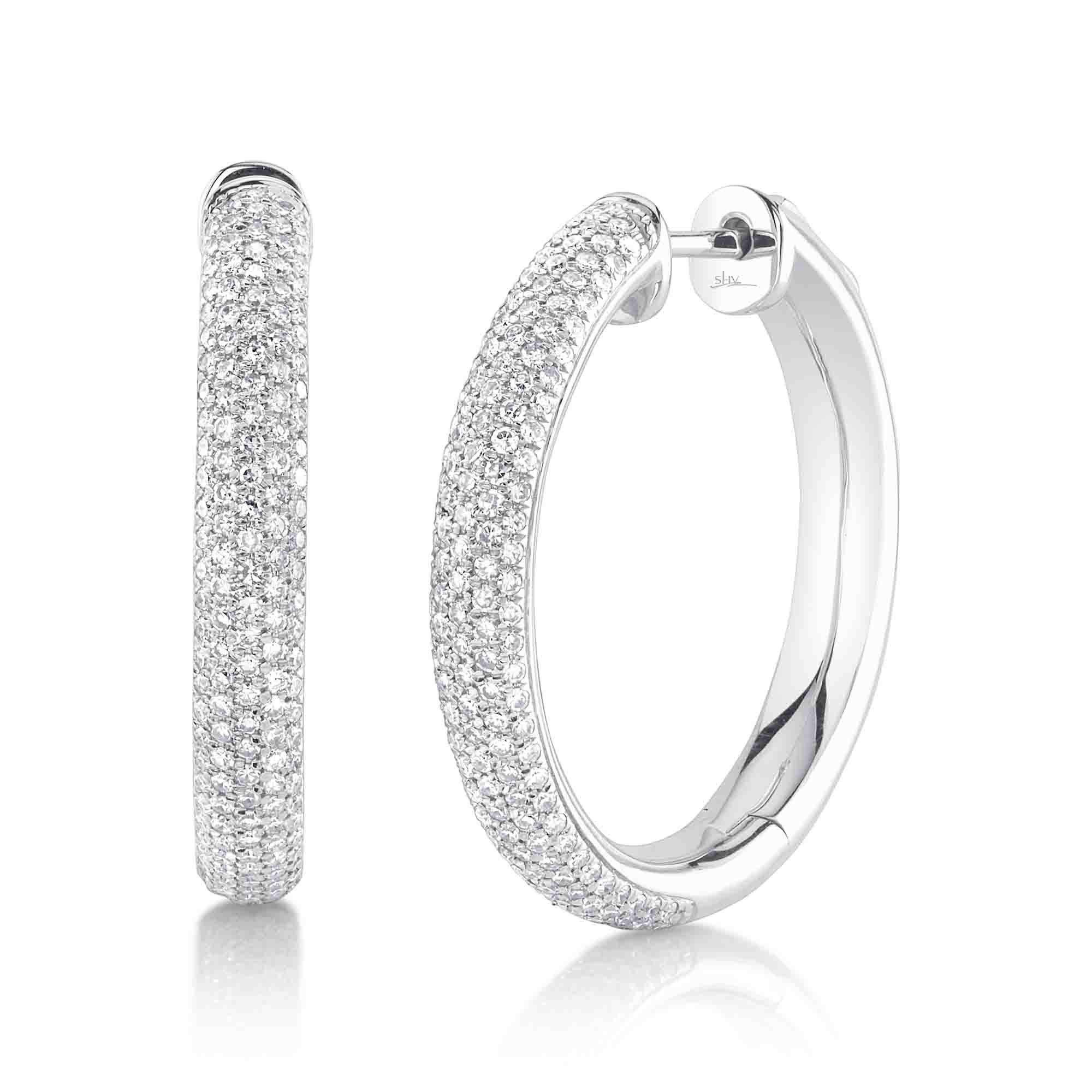 0.77CT 14K W/G DIAMOND PAVE HOOP EARRING