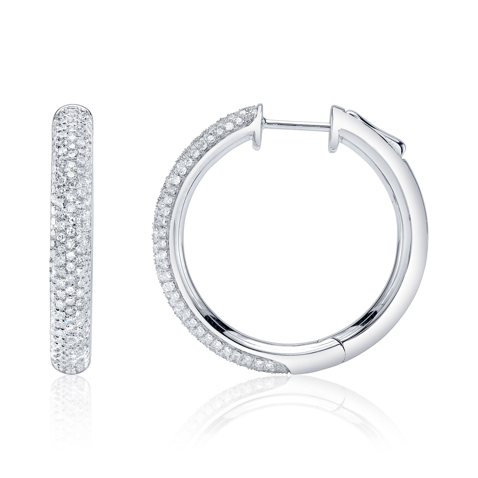 0.77CT 14K W/G DIAMOND PAVE HOOP EARRING