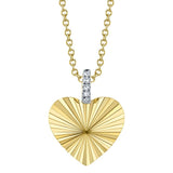 0.01CT 14K Y/G DIAMOND RIBBED HEART NECKLACE