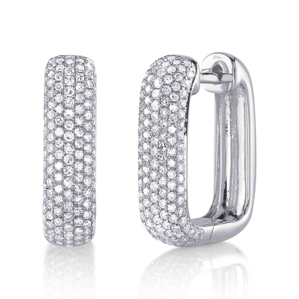 0.59CT 14K W/G DIAMOND PAVE RECTANGLE HOOP EARRING