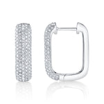 0.59CT 14K W/G DIAMOND PAVE RECTANGLE HOOP EARRING