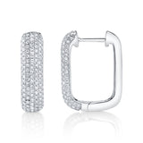 0.59CT 14K W/G DIAMOND PAVE RECTANGLE HOOP EARRING