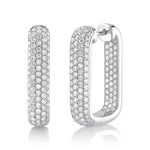 2.11CT 14K W/G DIAMOND PAVE RECTANGLE HOOP EARRING