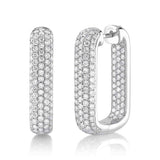 2.11CT 14K W/G DIAMOND PAVE RECTANGLE HOOP EARRING