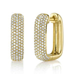 0.59CT 14K Y/G DIAMOND PAVE RECTANGLE HOOP EARRING