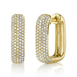 0.59CT 14K Y/G DIAMOND PAVE RECTANGLE HOOP EARRING