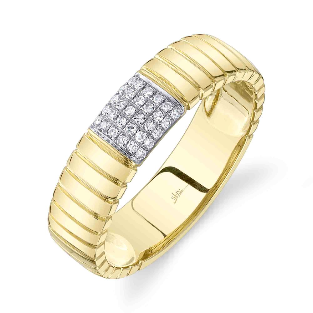 0.08CT 14K Y/G DIAMOND RIBBED BAND SZ 6