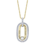 0.46CT 14K Y/G DIAMOND EMERALD RIBBED NECKLACE