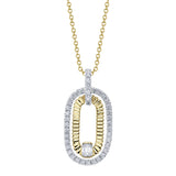 0.46CT 14K Y/G DIAMOND EMERALD RIBBED NECKLACE