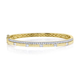 1.13CT 14K Y/G DIAMOND EMERALD RIBBED BANGLE