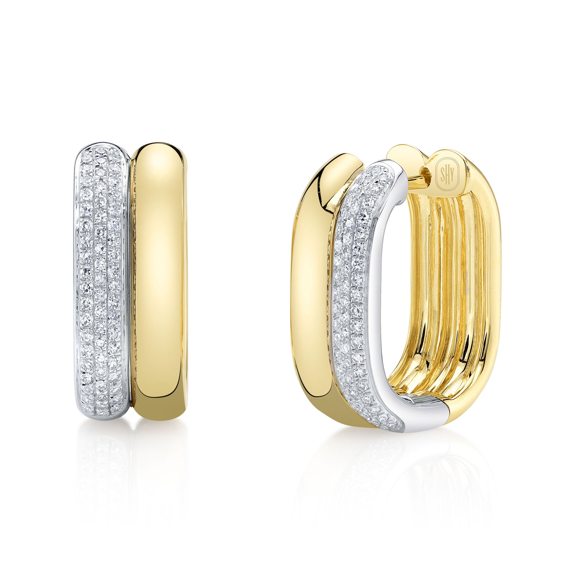 0.33CT 14K2T Y/W DIAMOND OVAL HOOP EARRING