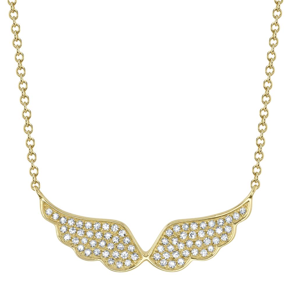 0.18CT 14K Y/G DIAMOND ANGEL WINGS NECKLACE