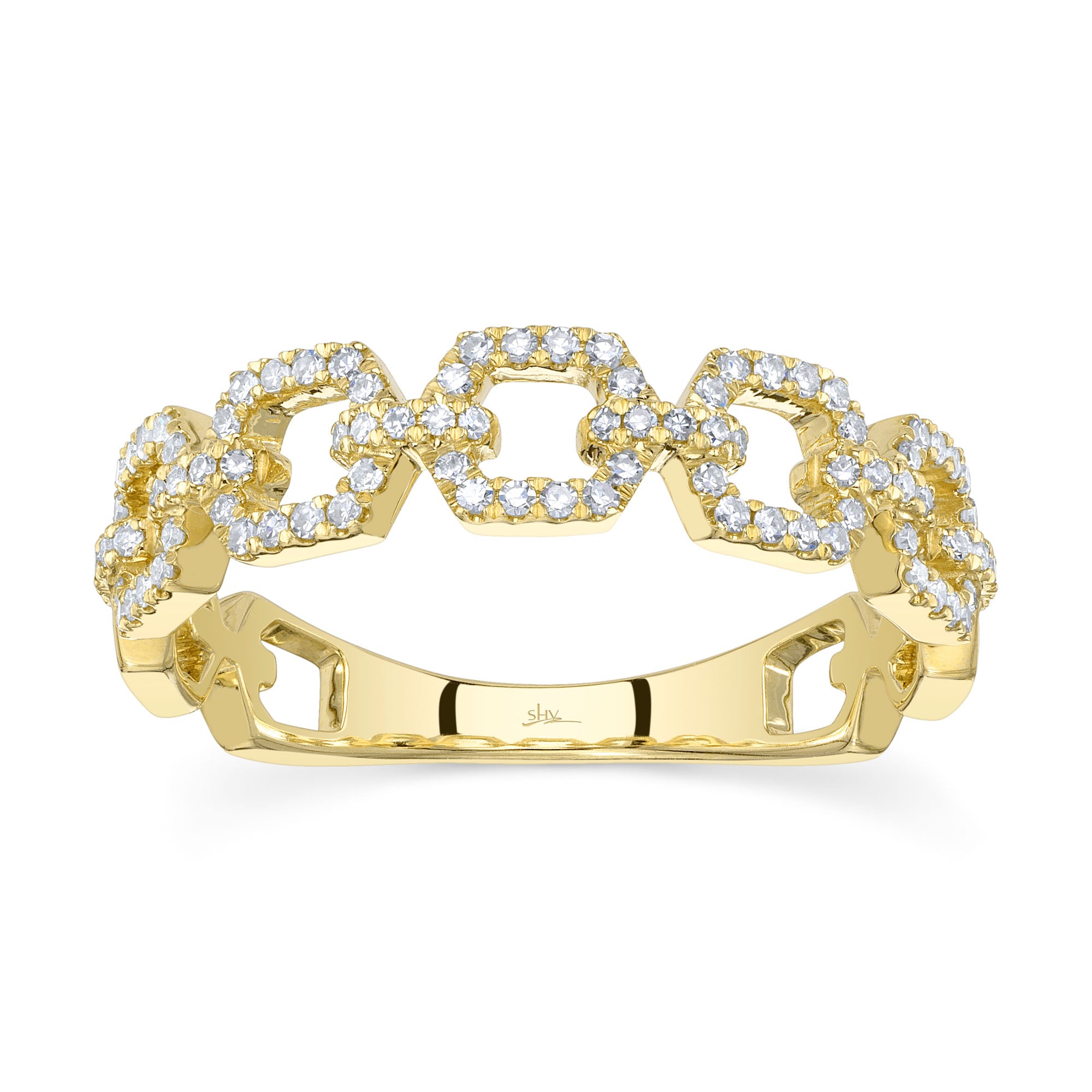 0.22CT 14K Y/G DIAMOND LINK RING