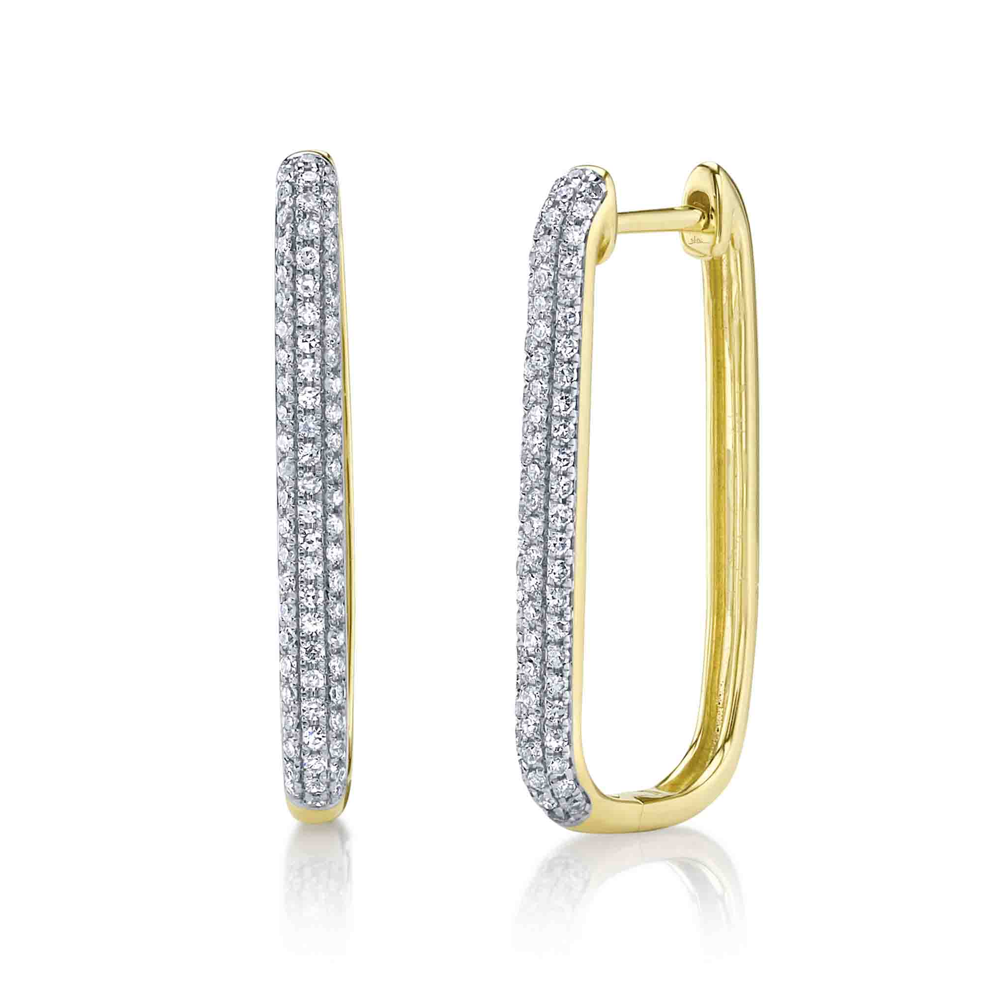0.33CT 14K Y/G DIAMOND PAVE OVAL HOOP EARRING