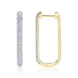 0.33CT 14K Y/G DIAMOND PAVE OVAL HOOP EARRING