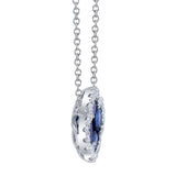 0.16CT DIAMOND & 1.14CT BLUE SAPPHIRE 14K W/G CLOVER NECKLACE