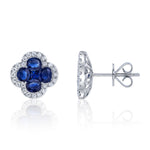 0.33CT DIAMOND & 2.31CT BLUE SAPPHIRE 14K W/G CLOVER STUD EARRING