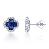 0.33CT DIAMOND & 2.31CT BLUE SAPPHIRE 14K W/G CLOVER STUD EARRING