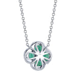 0.16CT DIAMOND & 0.65CT EMERALD 14K W/G CLOVER NECKLACE