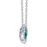 0.16CT DIAMOND & 0.65CT EMERALD 14K W/G CLOVER NECKLACE