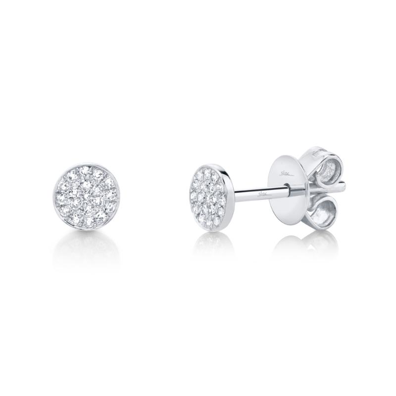0.07CT 14K W/G DIAMOND PAVE CIRCLE STUD EARRING