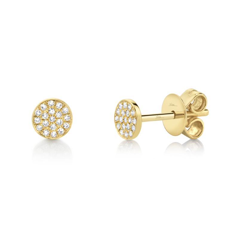 0.07CT 14K Y/G DIAMOND PAVE CIRCLE STUD EARRING