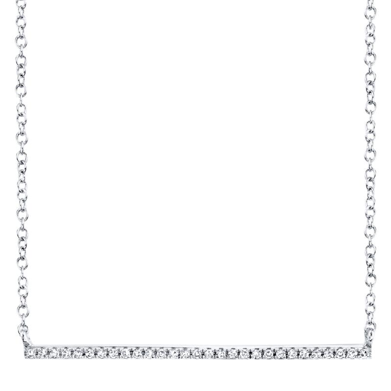0.08CT 14K W/G DIAMOND BAR NECKLACE