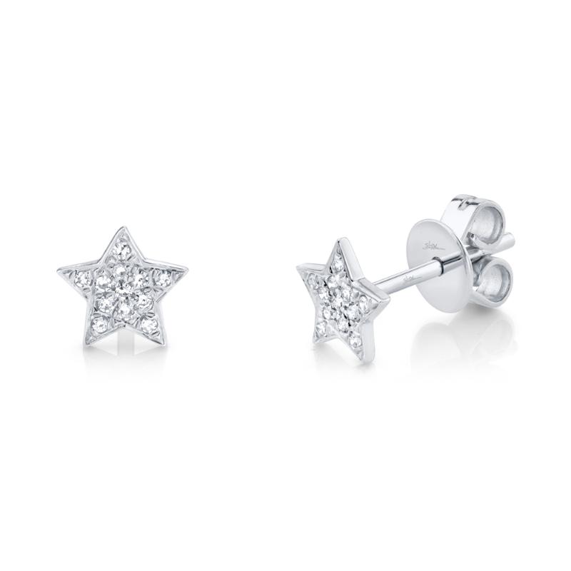 0.07CT 14K W/G DIAMOND STAR STUD EARRING