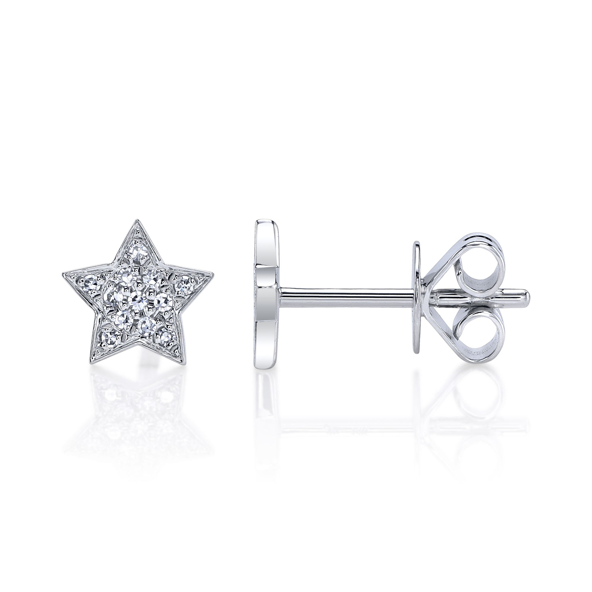 0.07CT 14K W/G DIAMOND STAR STUD EARRING