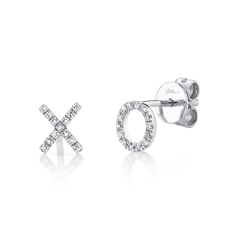 0.09CT 14K W/G DIAMOND ""XO"" STUD EARRING