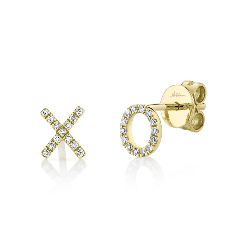 0.09CT 14K Y/G DIAMOND ""XO"" STUD EARRING