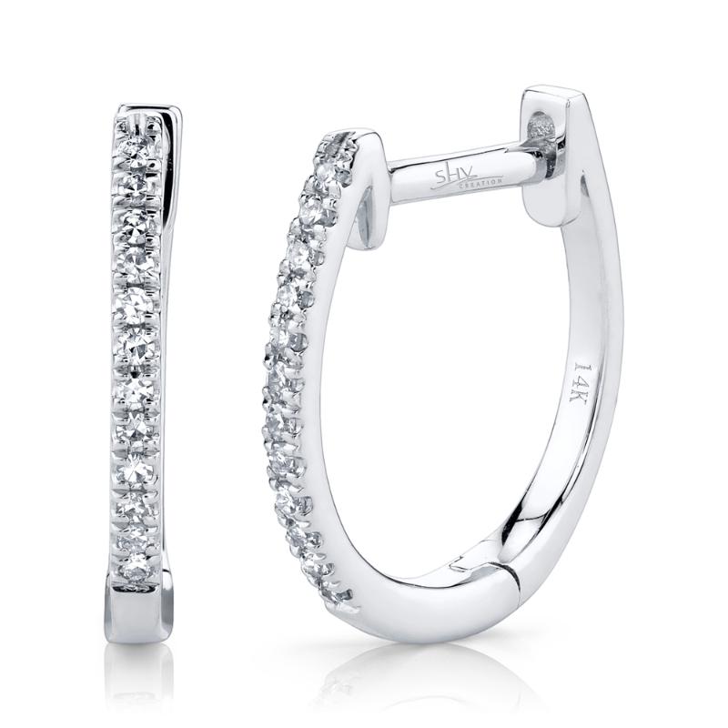 0.08CT 14K W/G DIAMOND HUGGIE EARRING