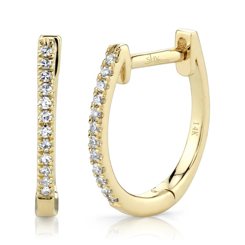0.08CT 14K Y/G DIAMOND HUGGIE EARRING