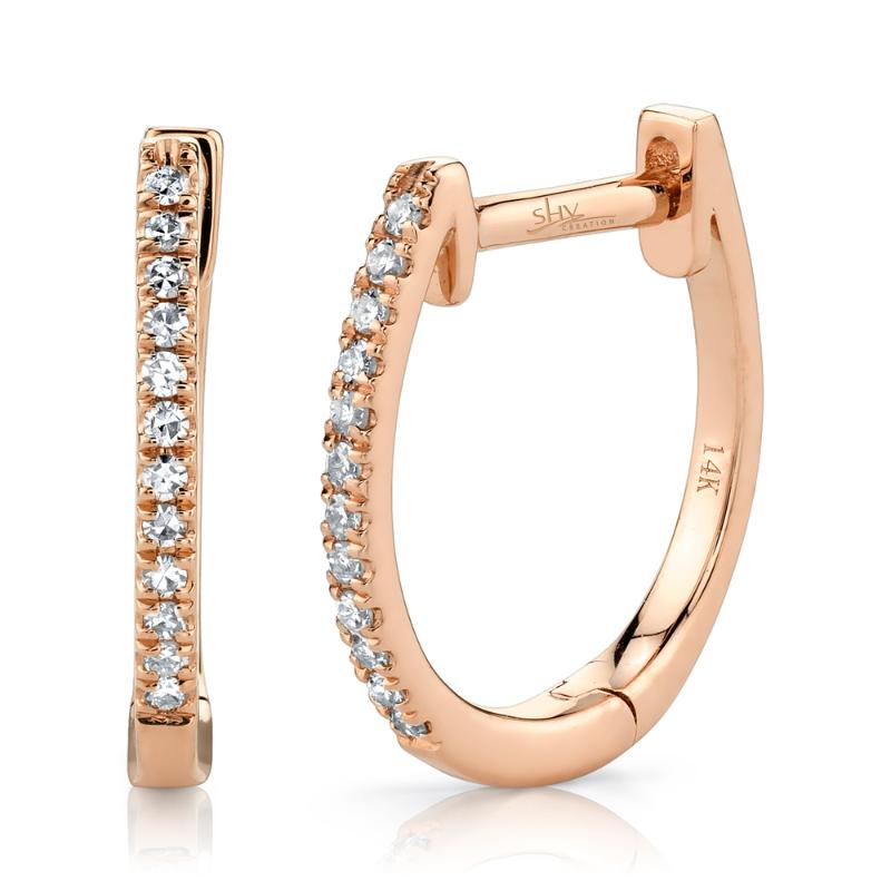 0.08CT 14K R/G DIAMOND HUGGIE EARRING