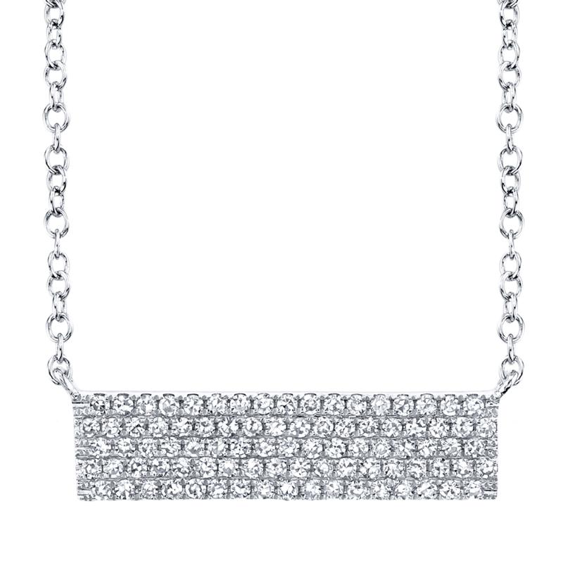 0.25CT 14K W/G DIAMOND PAVE BAR NECKLACE