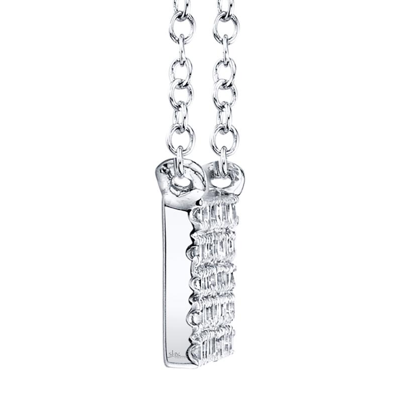 0.25CT 14K W/G DIAMOND PAVE BAR NECKLACE