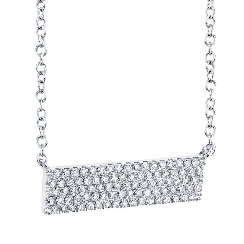 0.25CT 14K W/G DIAMOND PAVE BAR NECKLACE
