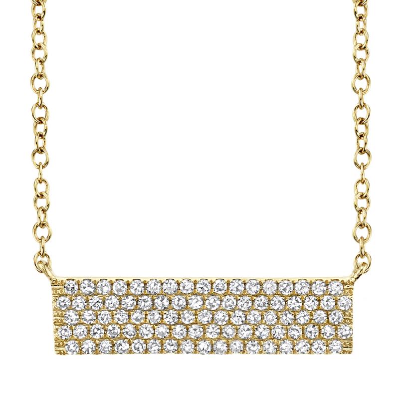 0.25CT 14K Y/G DIAMOND PAVE BAR NECKLACE