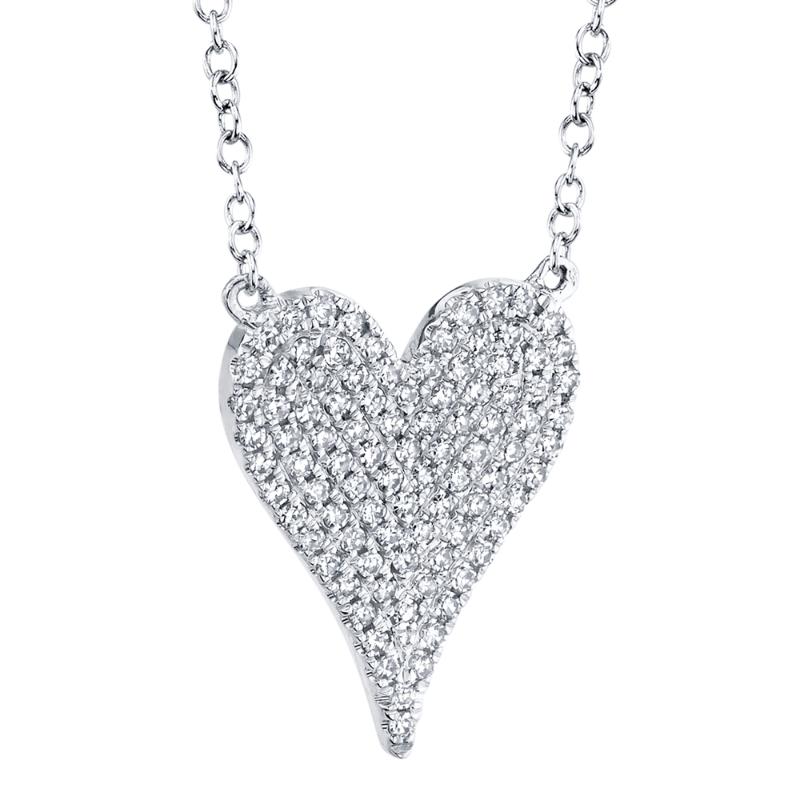 0.21CT 14K W/G DIAMOND PAVE HEART NECKLACE