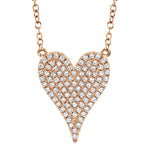 0.21CT 14K R/G DIAMOND PAVE HEART NECKLACE